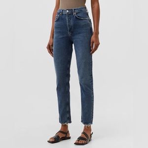 NWT-AGOLDE Riley Long High Rise Straight Jeans